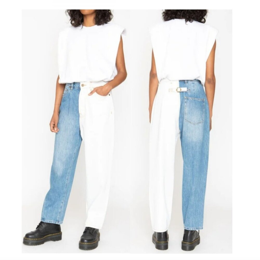 SR vs SANDRINE ROSE x FREE PEOPLE colorblock Retro jeans sz 27